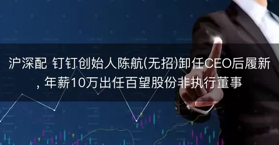 沪深配 钉钉创始人陈航(无招)卸任CEO后履新, 年薪10万出任百望股份非执行董事